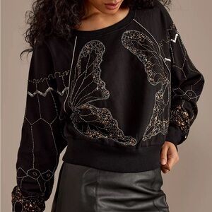 Anthropologie black sequin butterfly sweatshirt. Size small